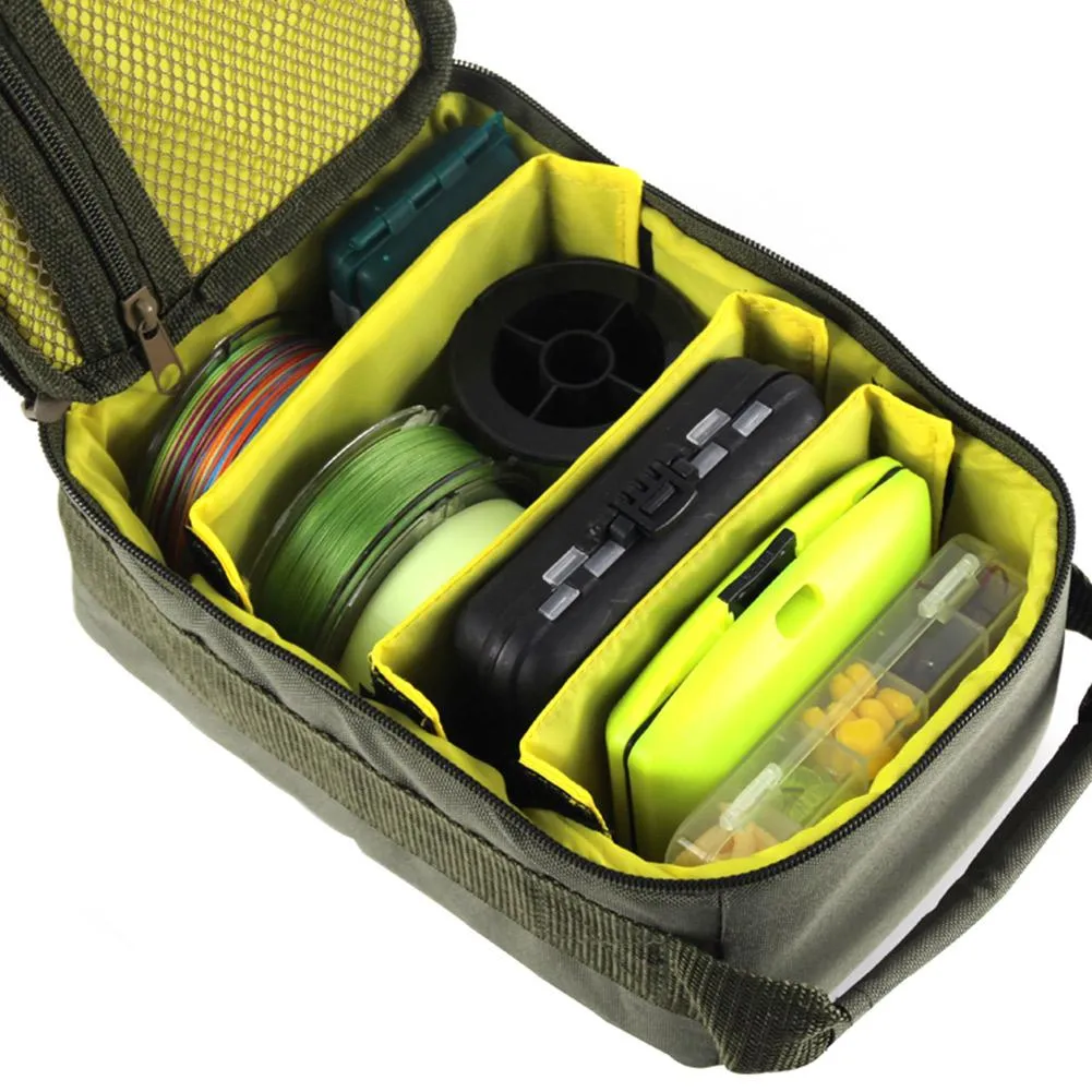 1 Pcs Fishing Bag Portable Multiple Compartments Fishing Line Reel Lure Hook Storage Handbag Polyester Fishing Storage Bags