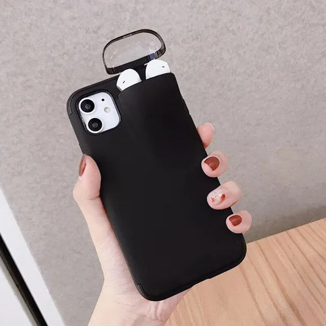 2 In 1 Phone Case Earphone Storage Box For iPhone