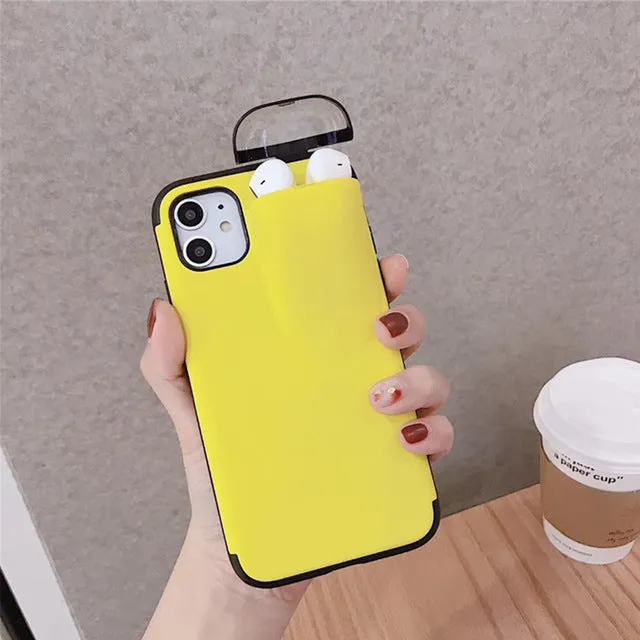 2 In 1 Phone Case Earphone Storage Box For iPhone