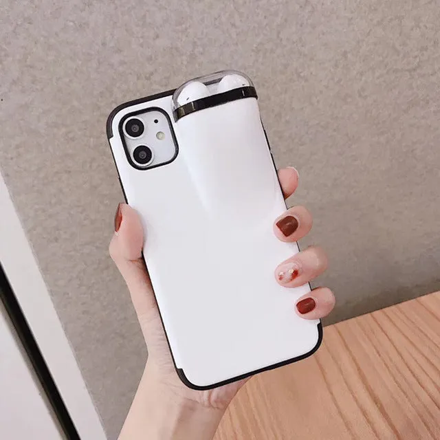 2 In 1 Phone Case Earphone Storage Box For iPhone