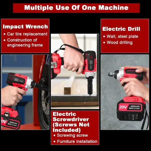 20V Cordless Impact Wrench Brushless with 4.0 AH Battery