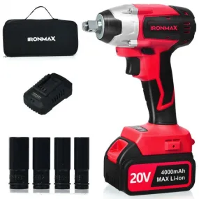 20V Cordless Impact Wrench Brushless with 4.0 AH Battery