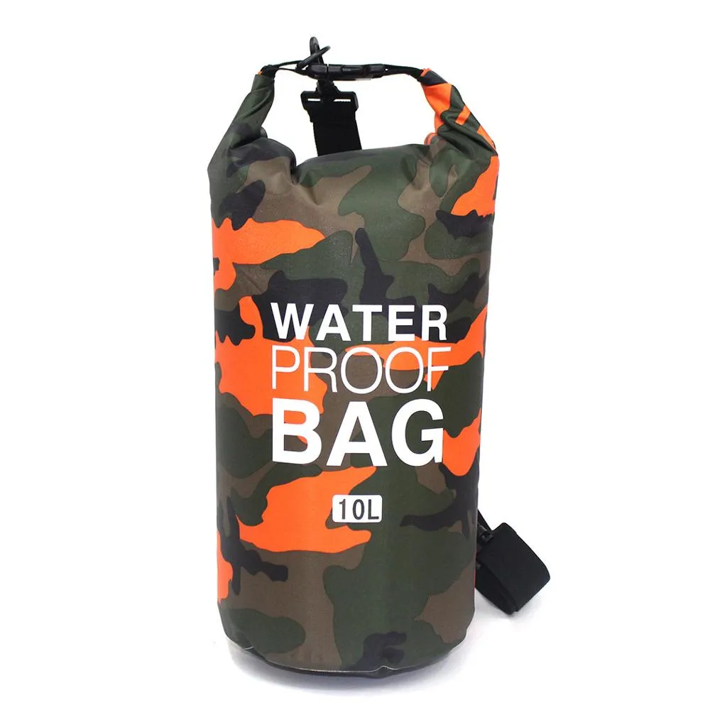 2/5/10/15L Outdoor Camouflage Waterproof Portable Rafting Diving Dry Bag Sack PVC Coated Swimming Bags for River Trekking