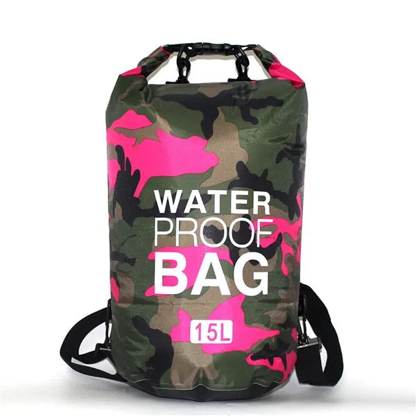 2/5/10/15L Outdoor Camouflage Waterproof Portable Rafting Diving Dry Bag Sack PVC Coated Swimming Bags for River Trekking