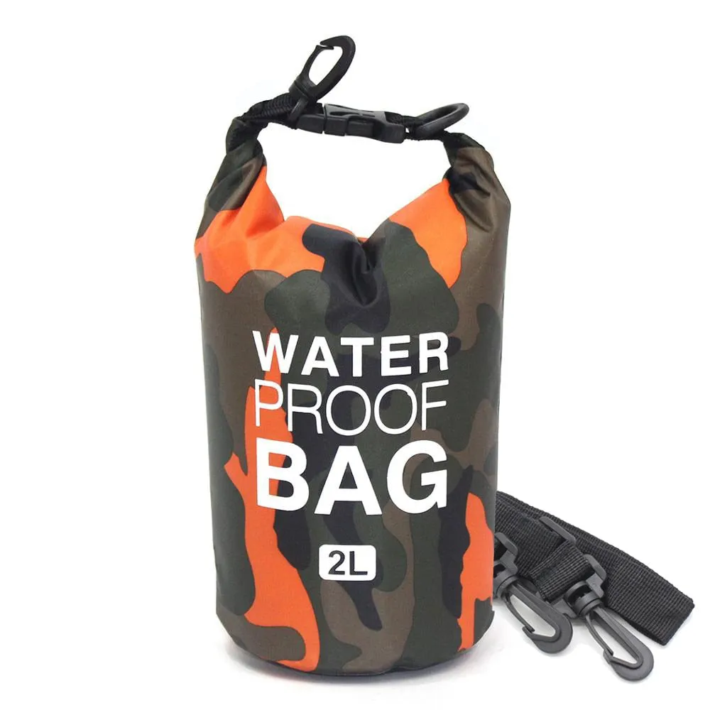 2/5/10/15L Outdoor Camouflage Waterproof Portable Rafting Diving Dry Bag Sack PVC Coated Swimming Bags for River Trekking