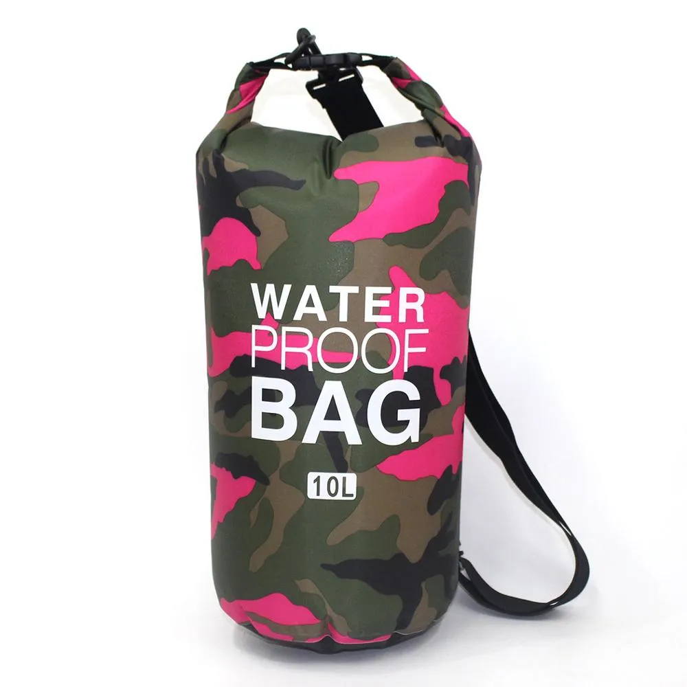 2/5/10/15L Outdoor Camouflage Waterproof Portable Rafting Diving Dry Bag Sack PVC Coated Swimming Bags for River Trekking