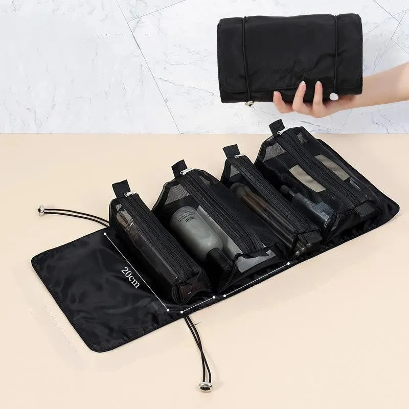 4-in-1 Detachable Makeup Bag Set – Portable, Foldable Travel Cosmetic & Toiletry Organizer Pouch