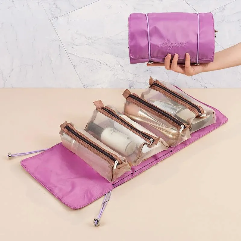 4-in-1 Detachable Makeup Bag Set – Portable, Foldable Travel Cosmetic & Toiletry Organizer Pouch