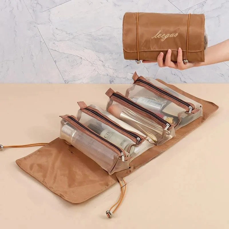 4-in-1 Detachable Makeup Bag Set – Portable, Foldable Travel Cosmetic & Toiletry Organizer Pouch