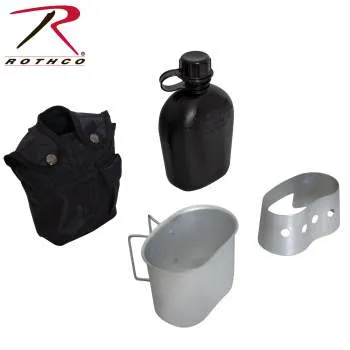 4 Piece Canteen Kit With Cover, Aluminum Cup & Stove / Stand