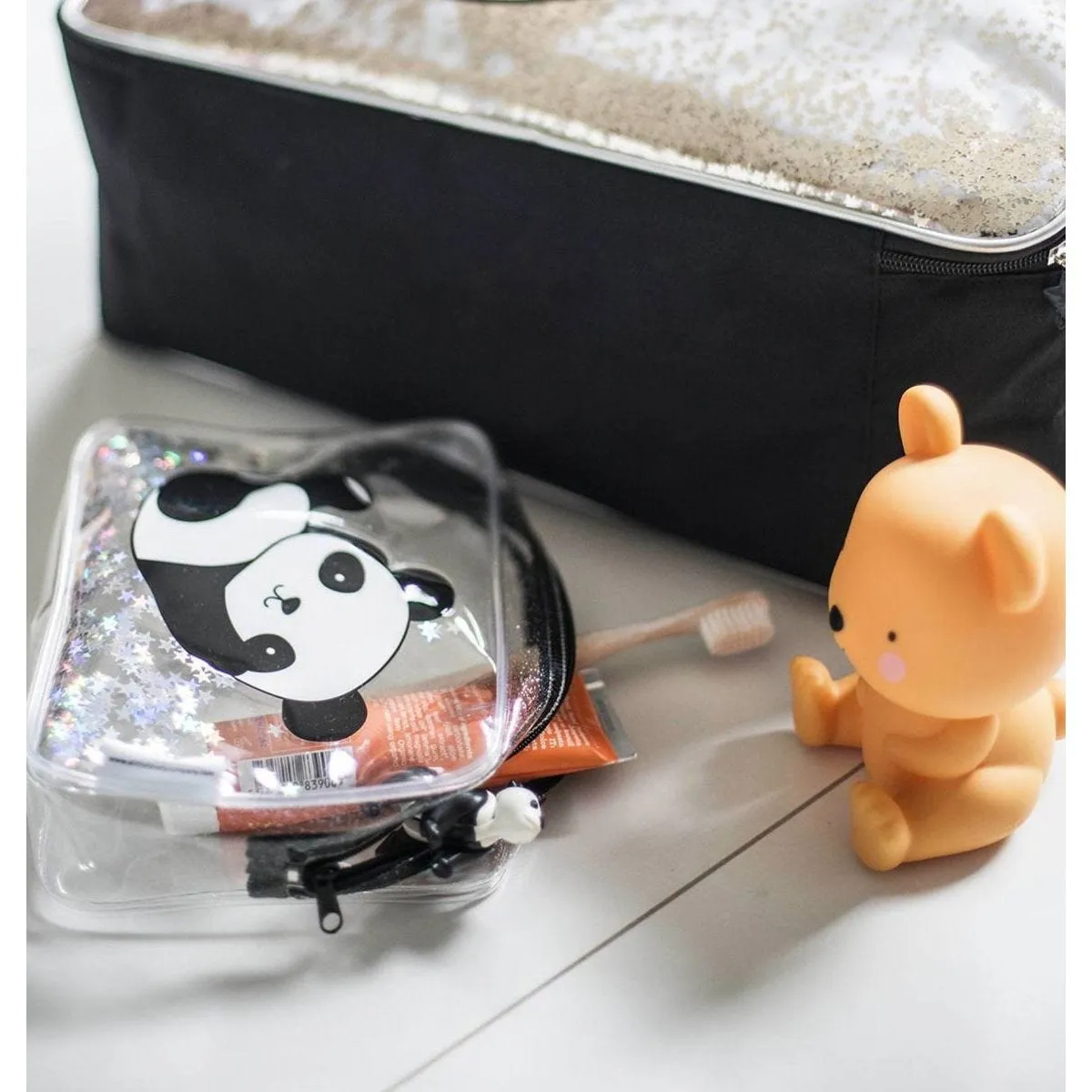 A Little Lovely Company Toiletry Bag Glitter - Panda