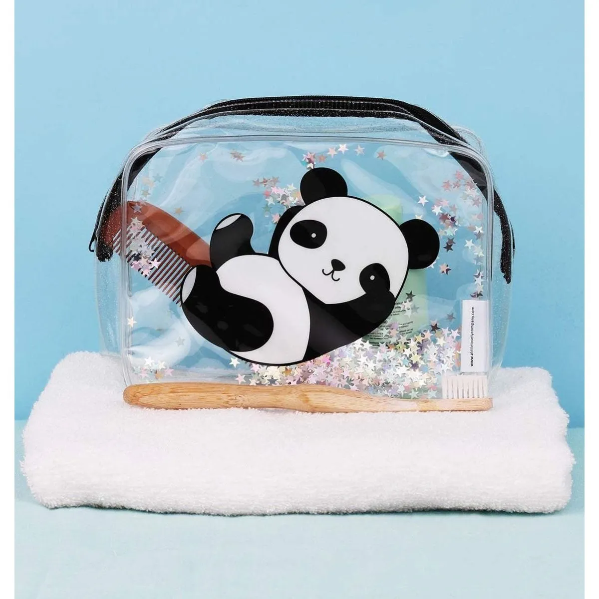 A Little Lovely Company Toiletry Bag Glitter - Panda