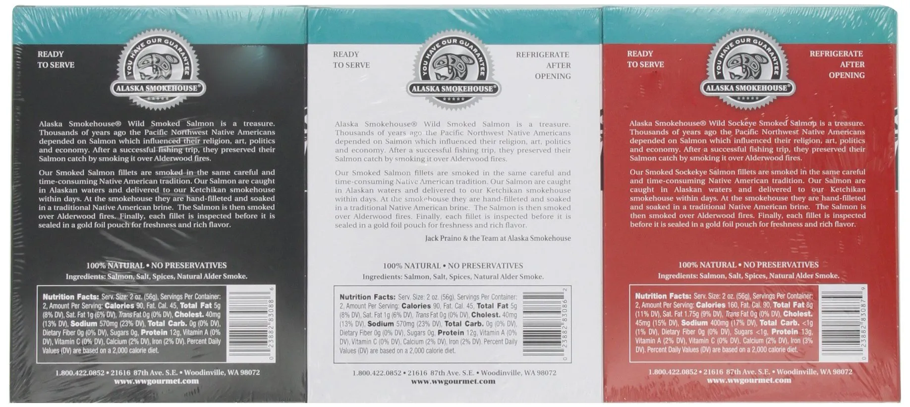 Alaska Smokehouse - Trio of Smoked Salmon - Variety 3 Pack