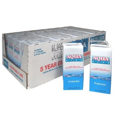 Aqua Blox Emergency Drinking Water 6.75 oz, 5-Year Shelf Life, 1 Full Pallet - 119 cases (32/case) - 3,808 Aqua Blox