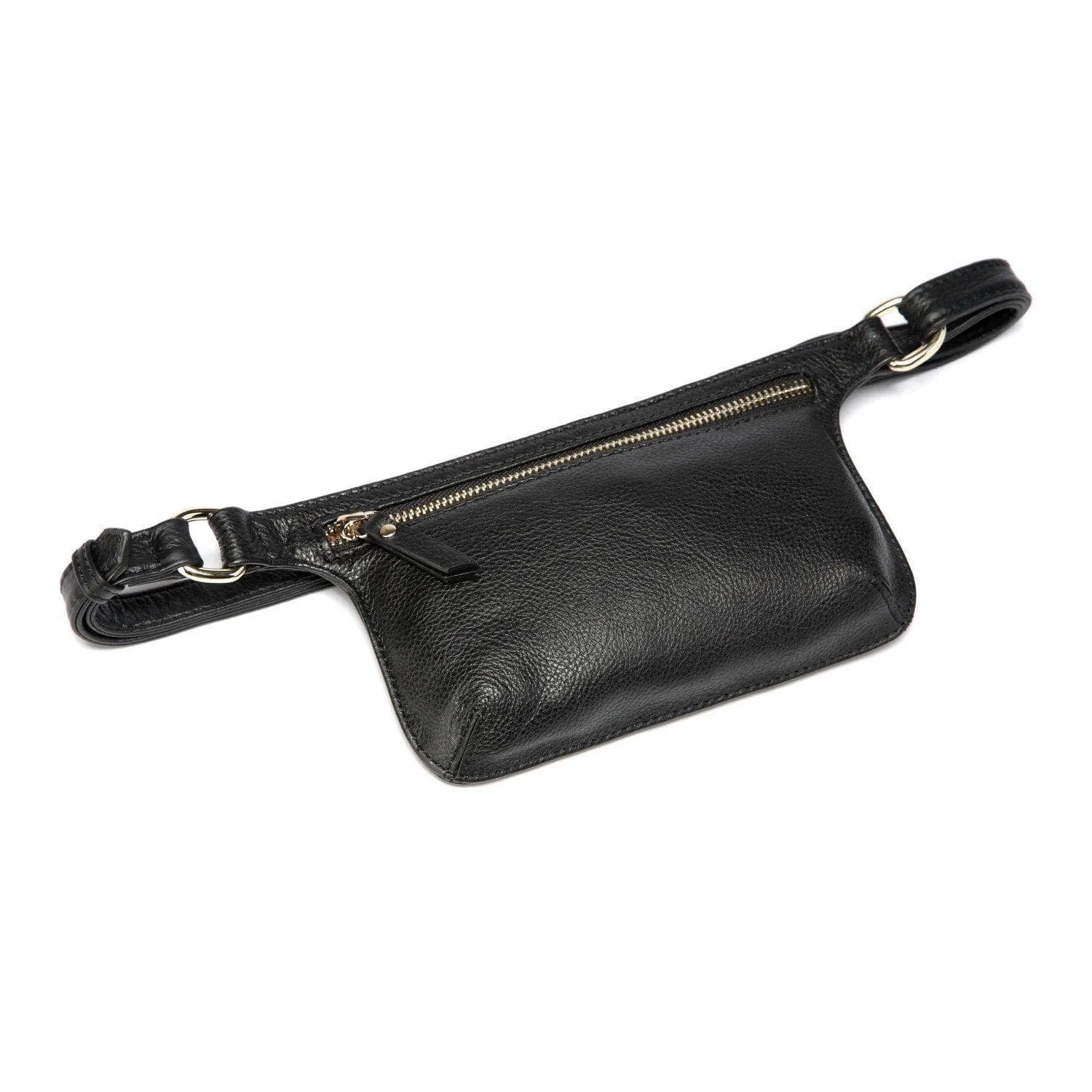 Arlette Leather Waist Bag / Belt Bag - Black