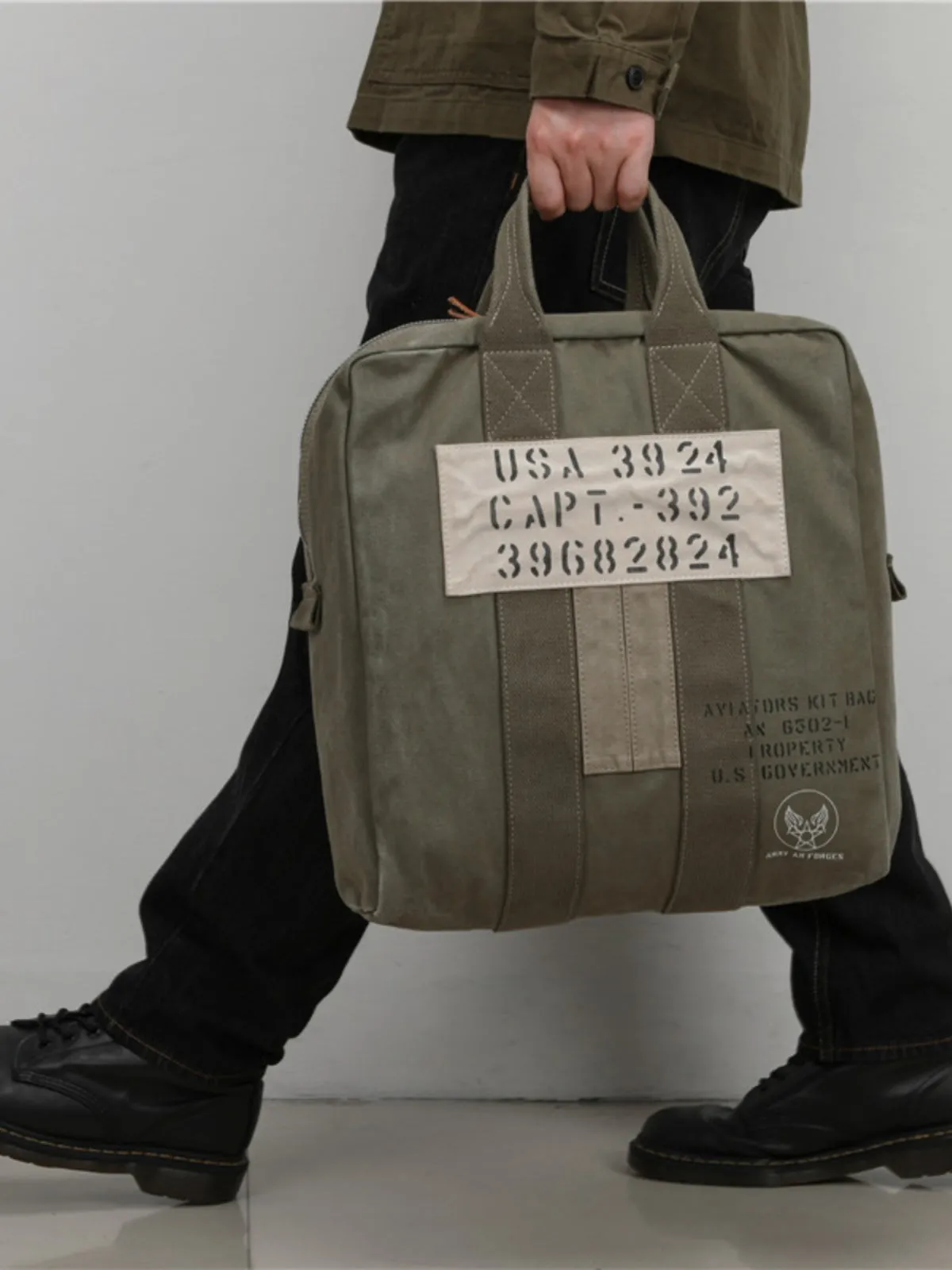 Army Style Carrier Bag for Mens Canvas Military Duffle Bag Pilot Bag Canvas Military Bag