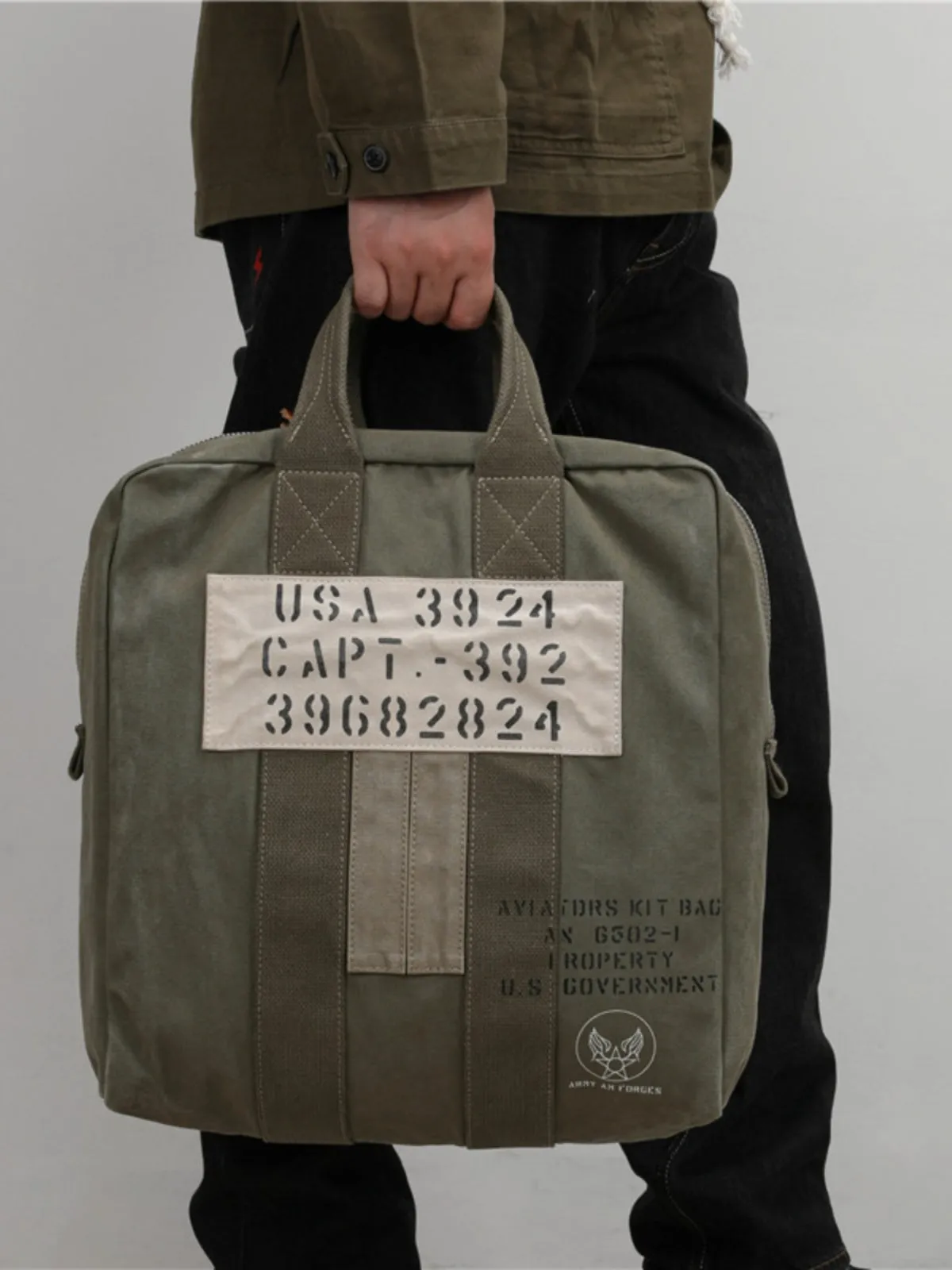 Army Style Carrier Bag for Mens Canvas Military Duffle Bag Pilot Bag Canvas Military Bag