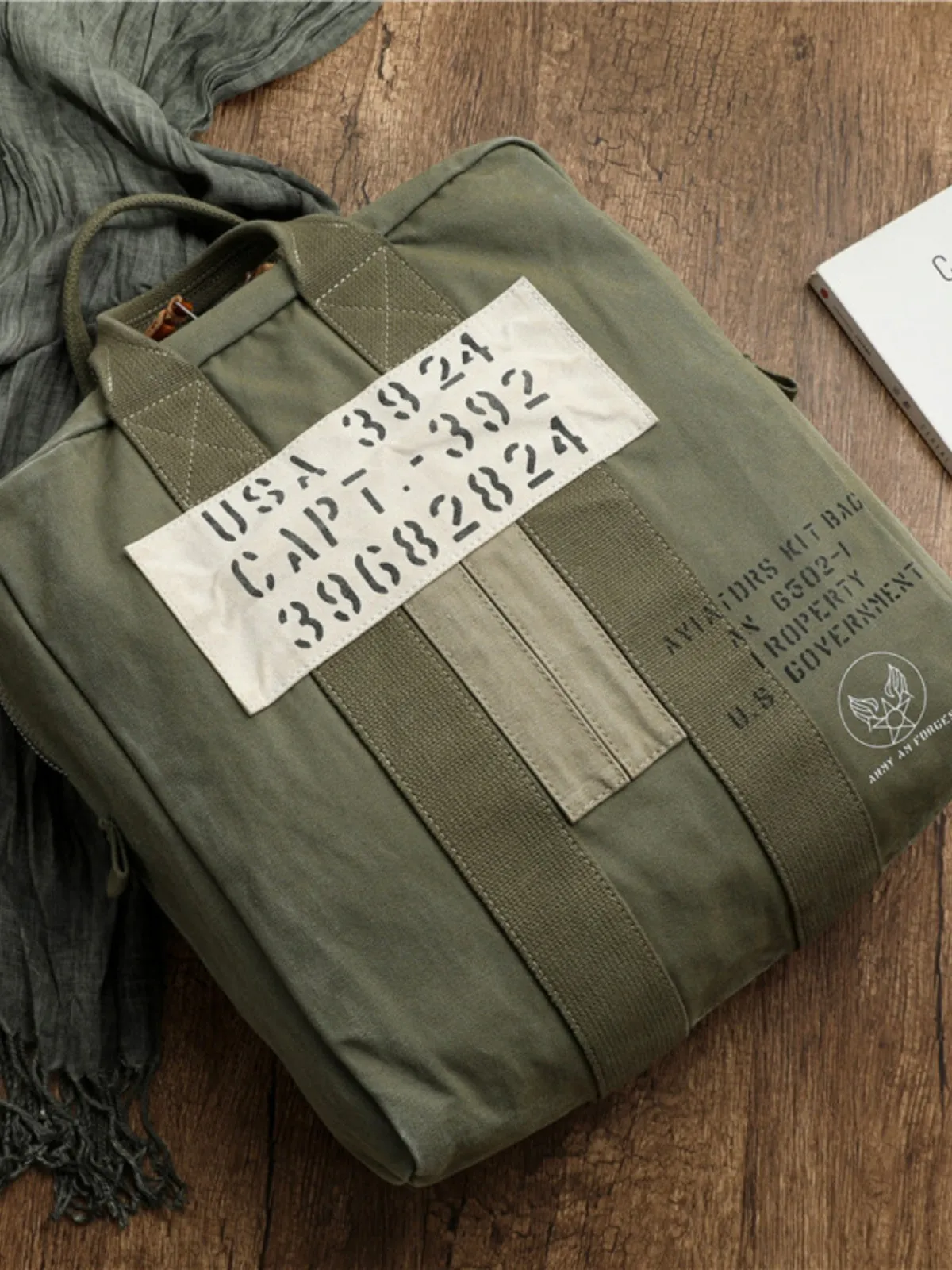 Army Style Carrier Bag for Mens Canvas Military Duffle Bag Pilot Bag Canvas Military Bag