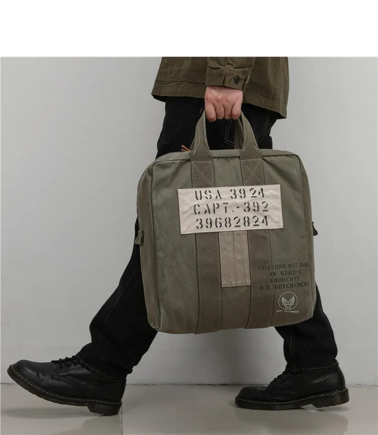 Army Style Carrier Bag for Mens Canvas Military Duffle Bag Pilot Bag Canvas Military Bag