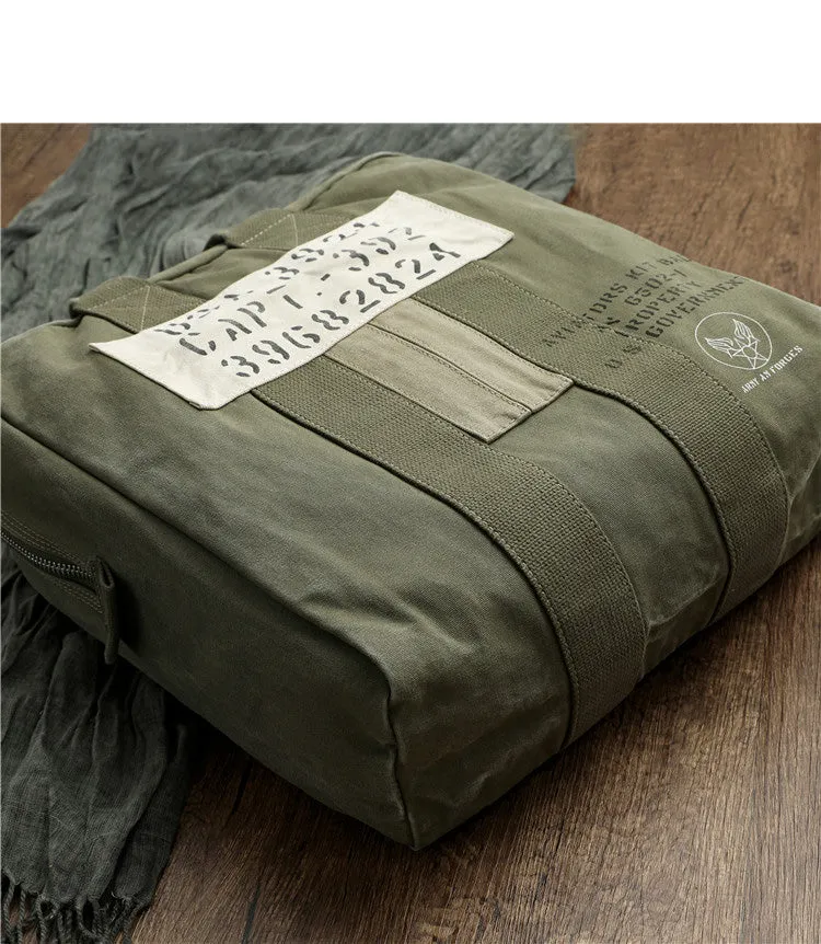 Army Style Carrier Bag for Mens Canvas Military Duffle Bag Pilot Bag Canvas Military Bag