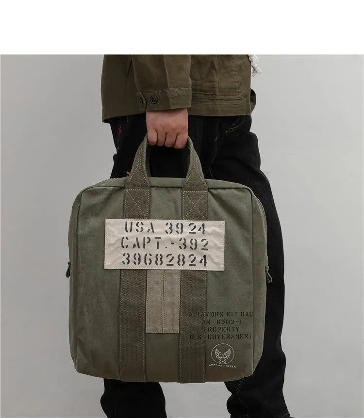 Army Style Carrier Bag for Mens Canvas Military Duffle Bag Pilot Bag Canvas Military Bag