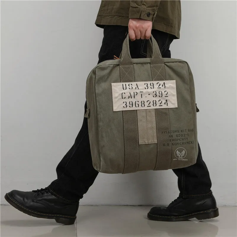 Army Style Carrier Bag for Mens Canvas Military Duffle Bag Pilot Bag Canvas Military Bag