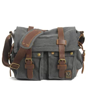 Arxus  15.6"-17.3" Men's Messenger Bag Vintage Canvas Leather Military Shoulder Laptop Bag