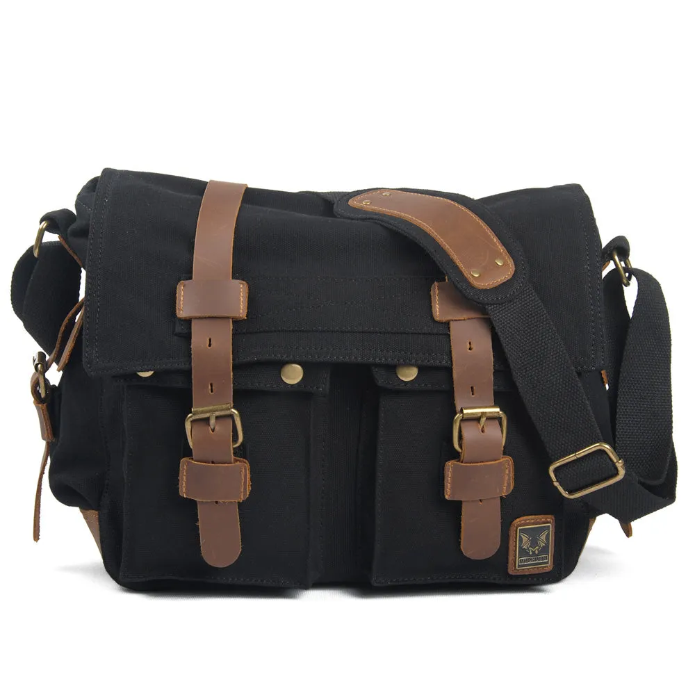 Arxus  15.6"-17.3" Men's Messenger Bag Vintage Canvas Leather Military Shoulder Laptop Bag