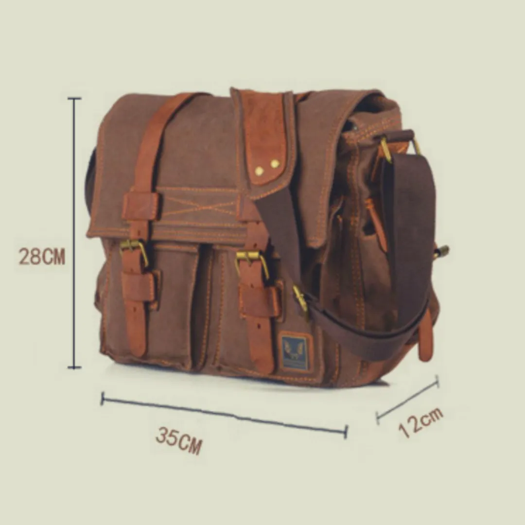 Arxus  15.6"-17.3" Men's Messenger Bag Vintage Canvas Leather Military Shoulder Laptop Bag