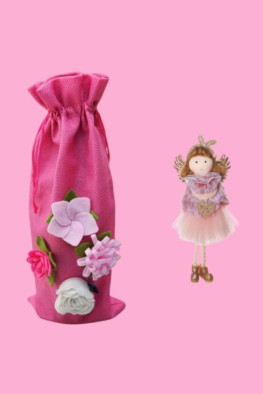 AS Wine Gift Bag - Pink Floral