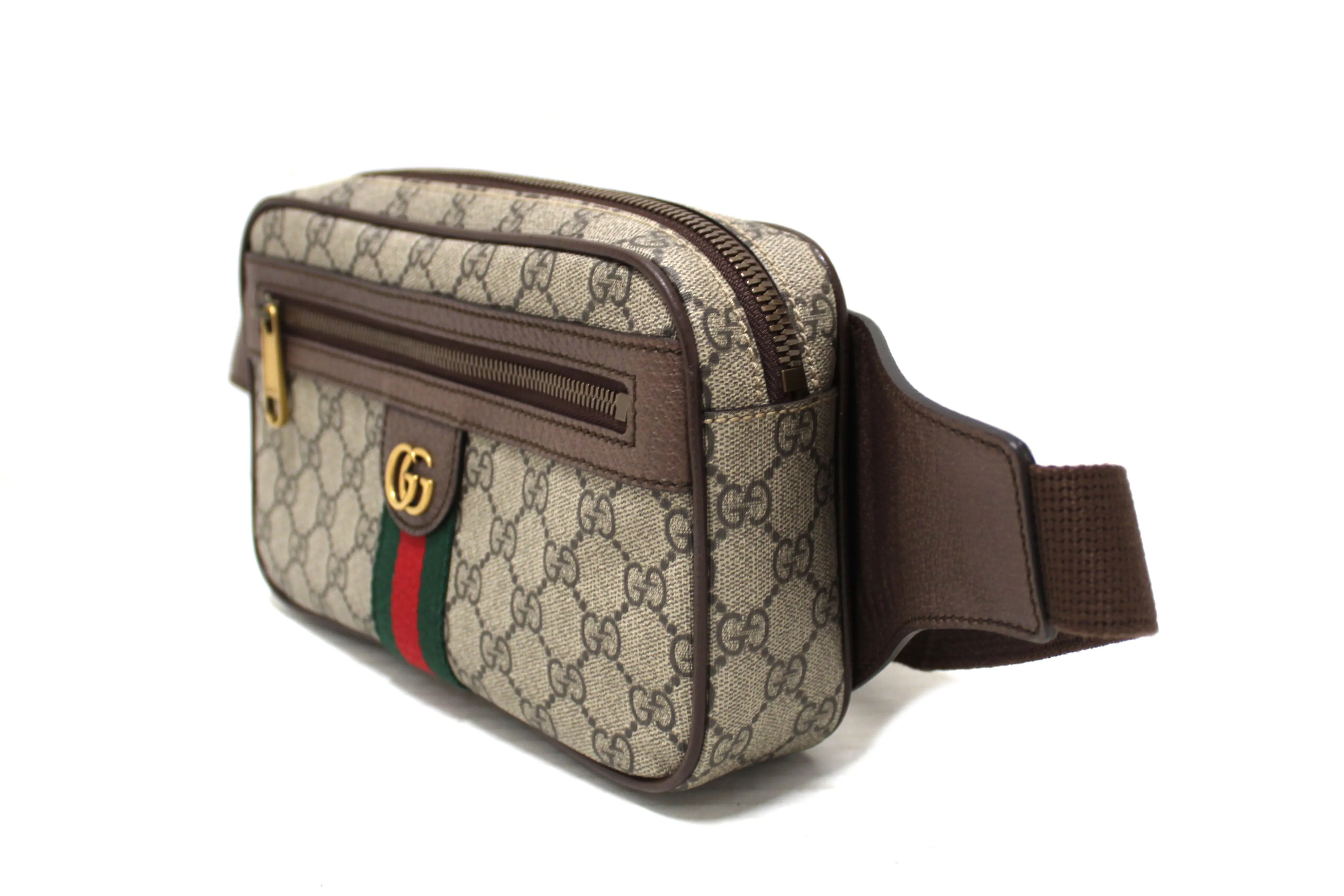 Authentic Gucci Ophidia GG Canvas Belt Waist Bag