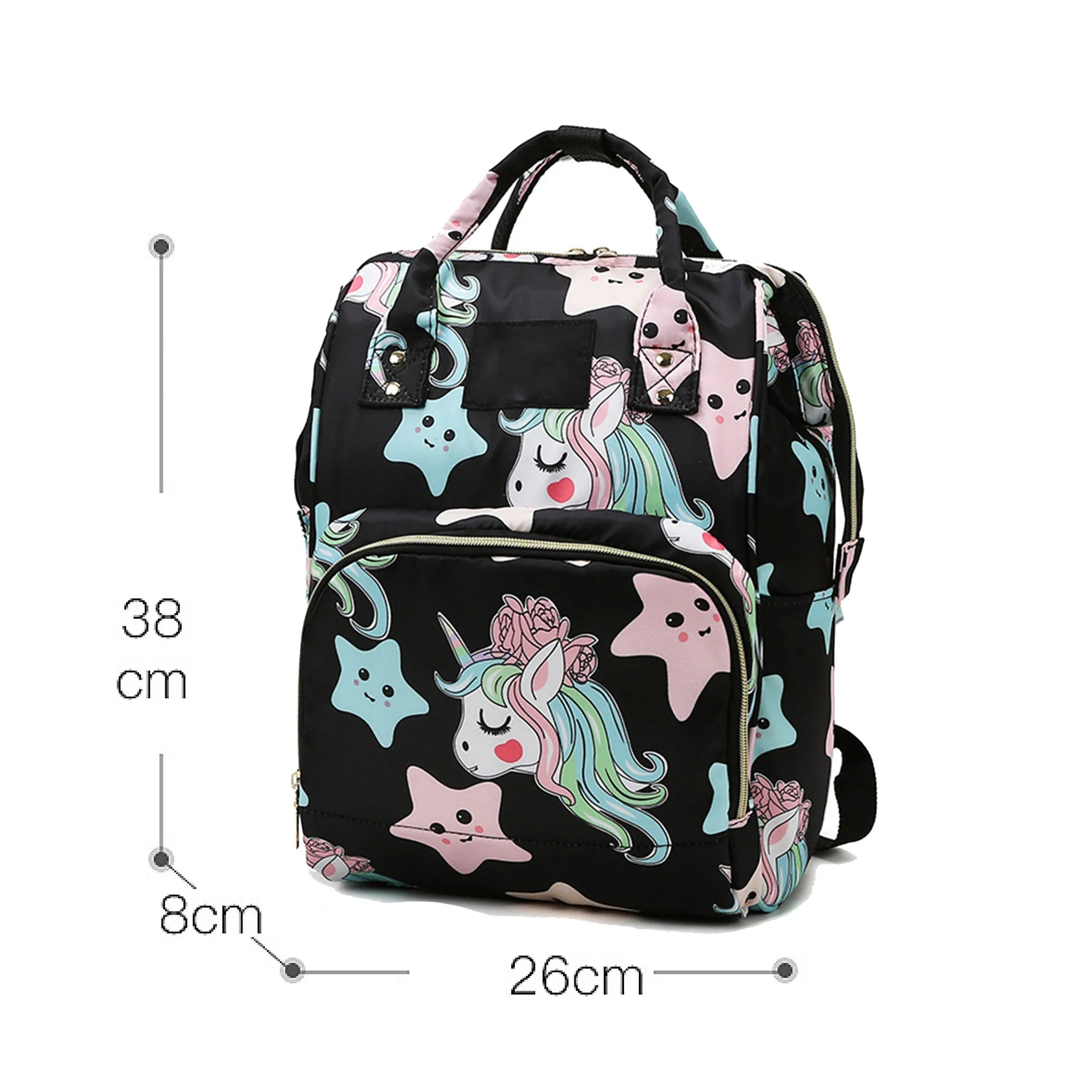 Babymoon Mother Diaper Bag Lightweight Multifunctional Travel Unisex Diaper Backpack | Black Star