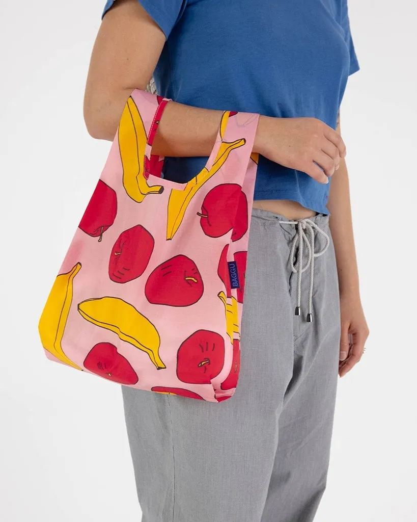 Baggu Small Reusable Bag - Light Pink Apples & Bananas