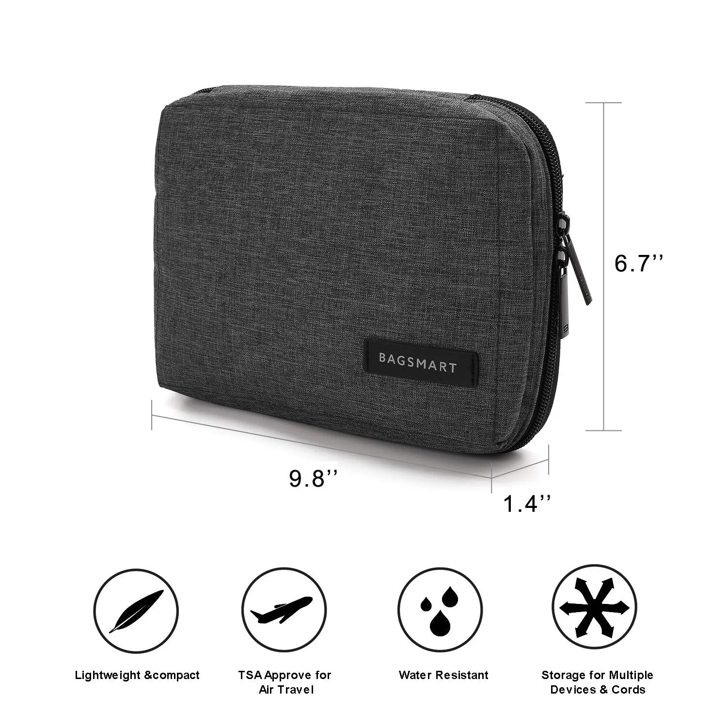 BAGSMART Electronic Organizer Small Travel Cable Organizer Bag for Hard Drives, Cables, Phone, USB, SD Card, Black