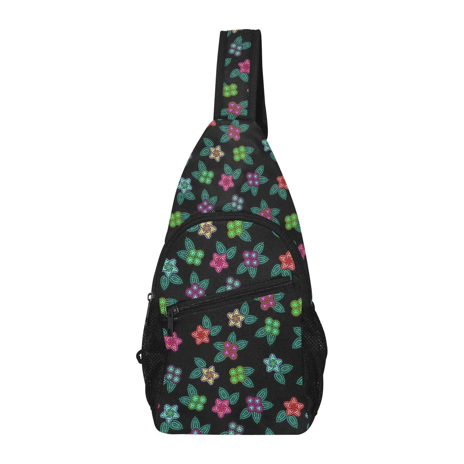 Berry Flowers Black Chest Bag