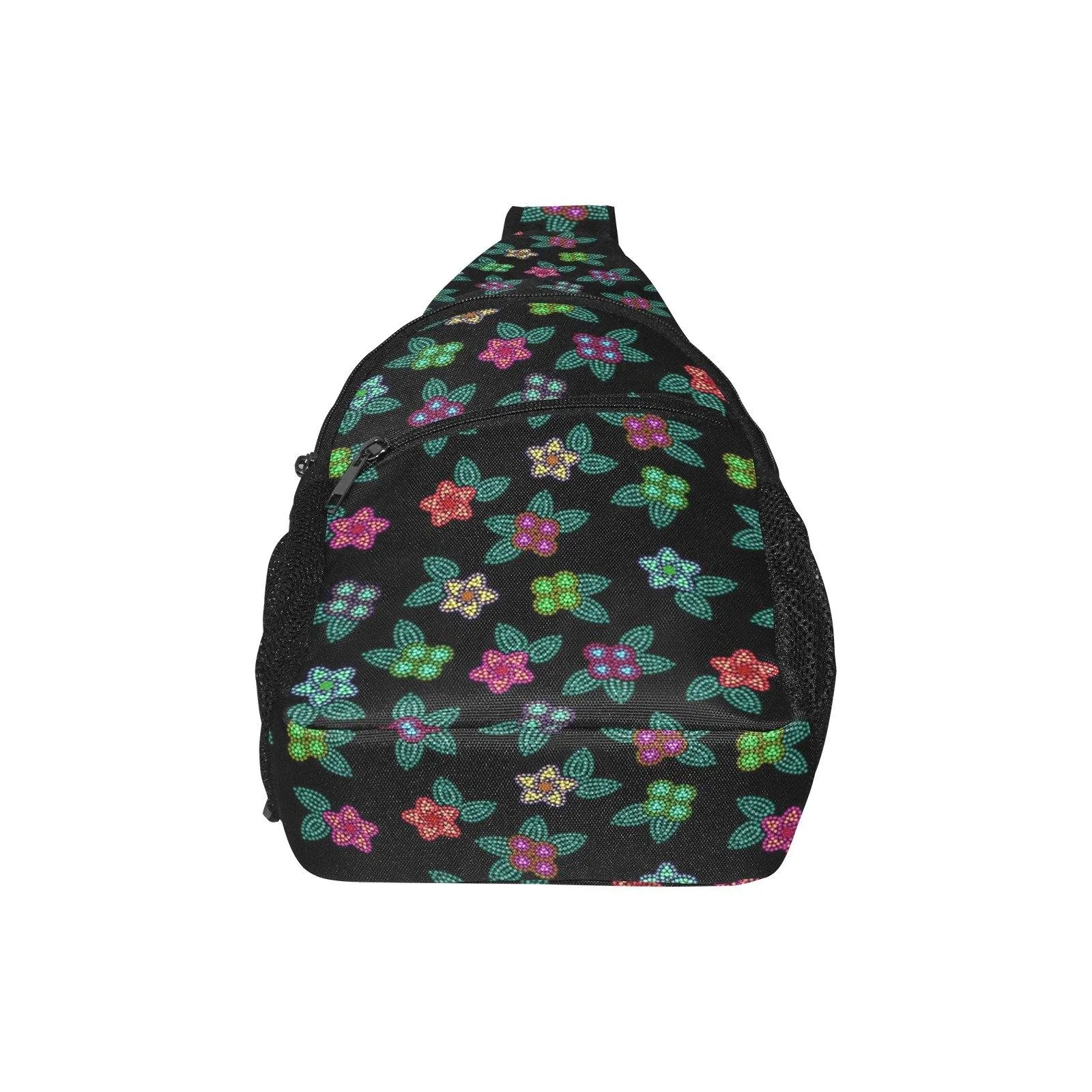 Berry Flowers Black Chest Bag