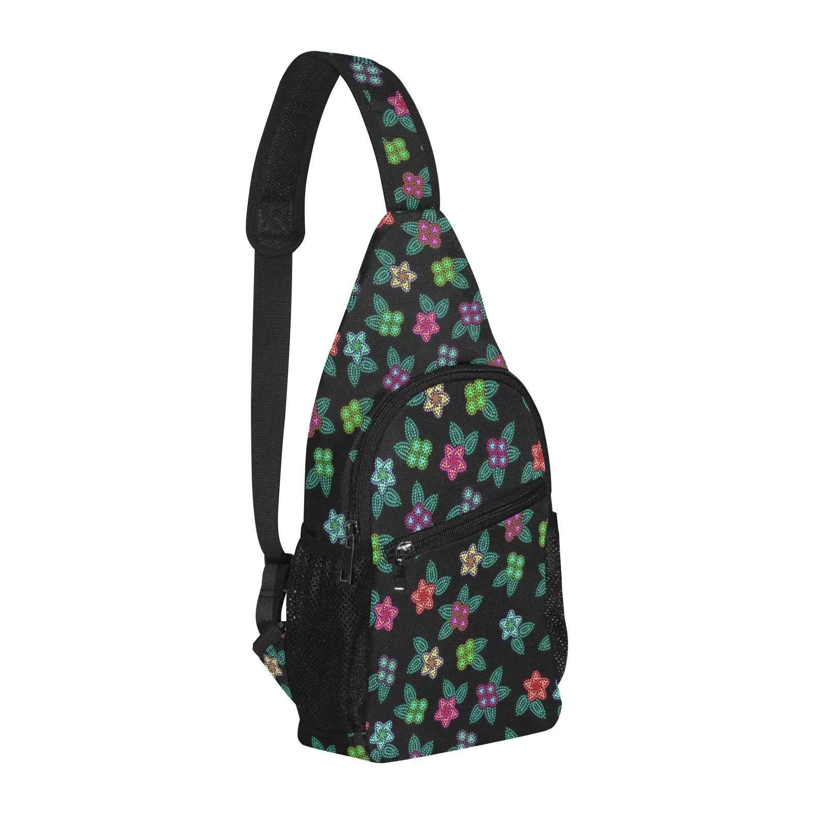 Berry Flowers Black Chest Bag