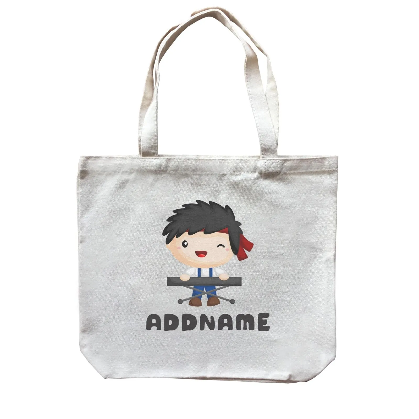 Birthday Music Band Boy Playing Electric Piano Addname Canvas Bag