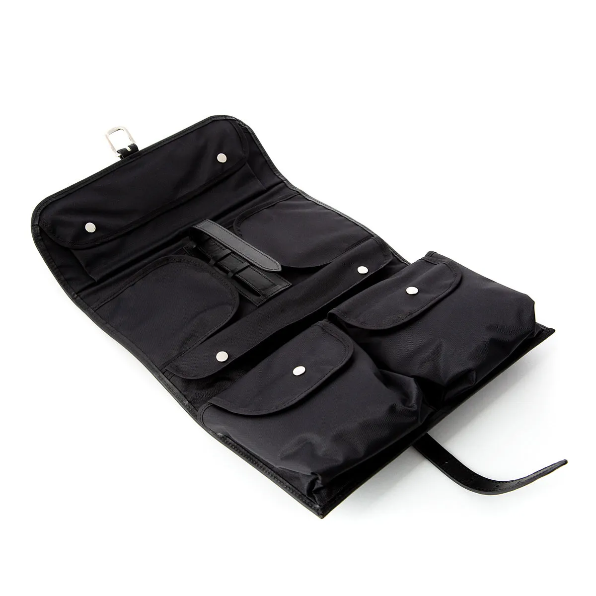 Black Leather Hanging Wash Bag