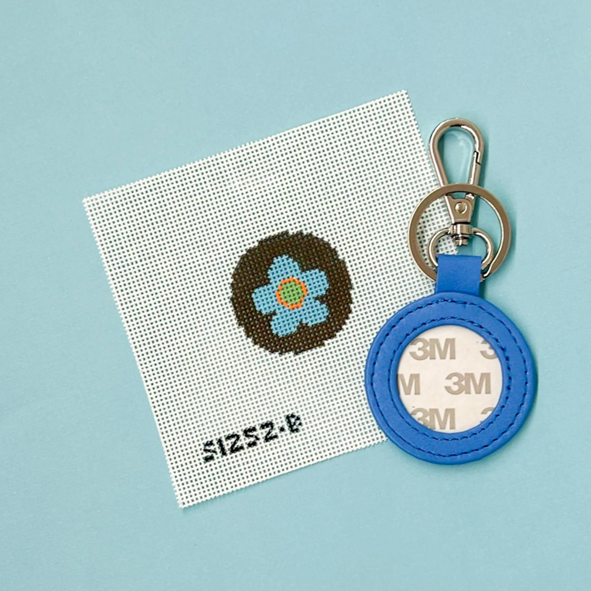 Blue Flower on Brown Key Fob Kit