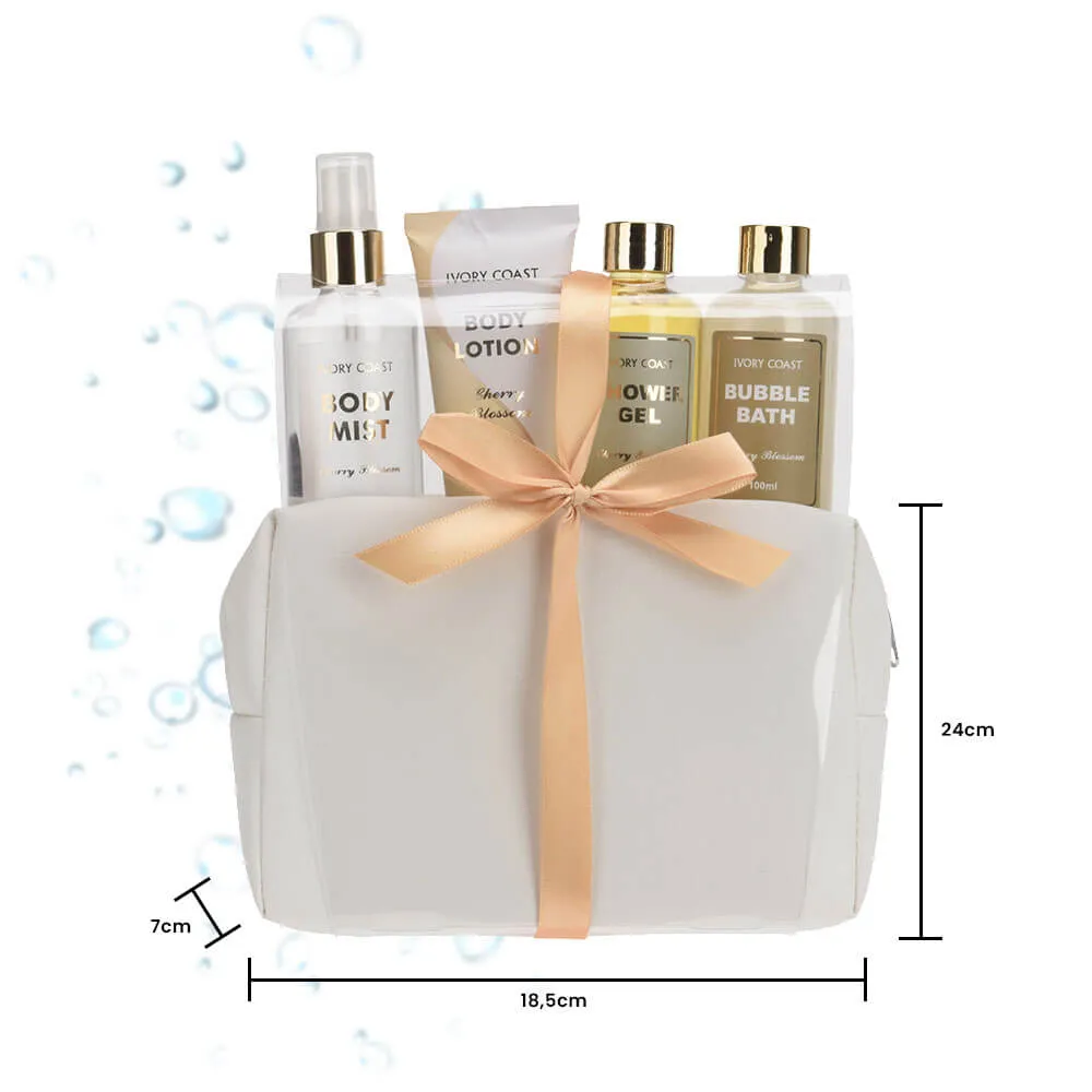 Body Care Set of Body Mist, Body Lotion, Shower Gel, Bubble Bath and Cosmetic Bag