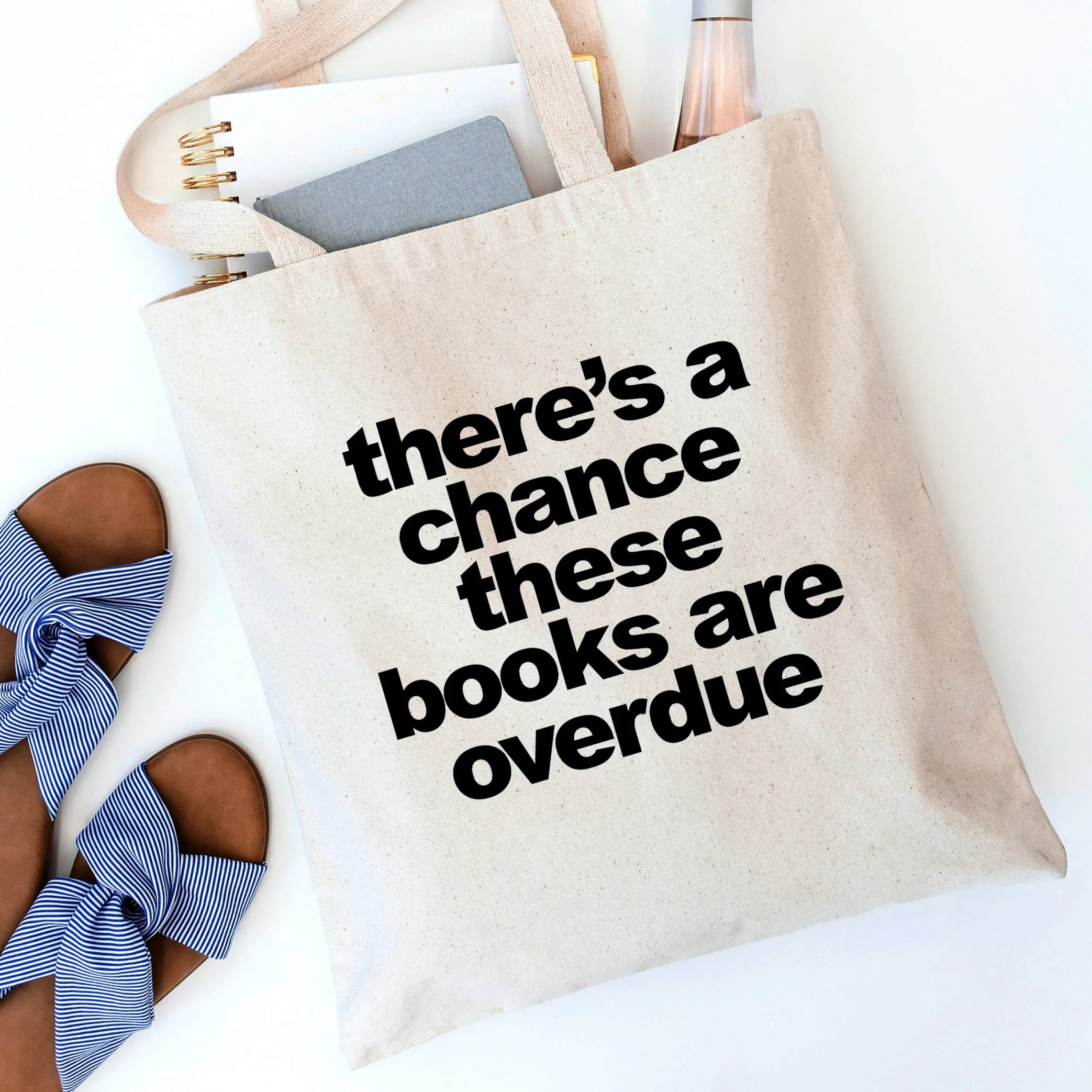 Book Bag, Funny Canvas Tote Bag, Overdue Library Books Shopping Bag