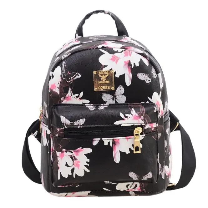 Brand new Woman Backpack Hot Sale Floral Printing Girl's School Backpacks Fashion Women's Leather Bag Gift 1pcs