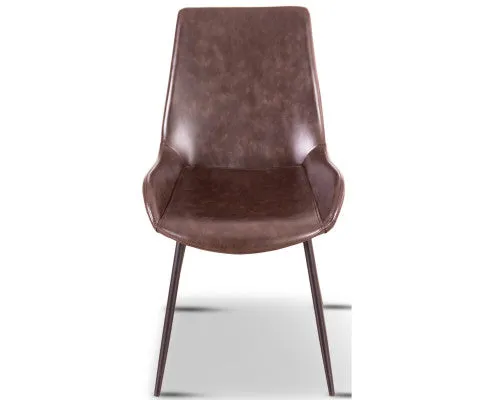 Brando Set of 4 PU Leather Upholstered Dining Chair Metal Leg - Brown