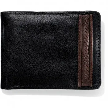 Brighton Men's Wallet Pinon Hills Inlay Color Black with Brown Design