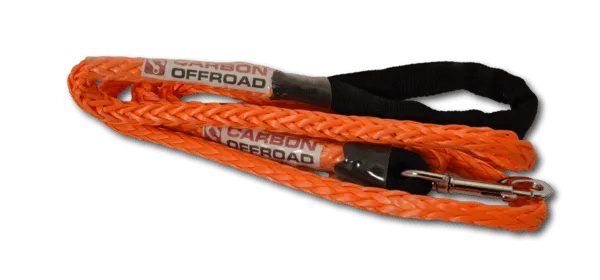 Carbon Offroad ORANGE Beastline Winch Rope Dog Lead Kit 2m x 8mm Stainless Hardware