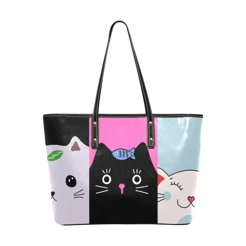 Cat Lover Vegan Leather Tote Bag