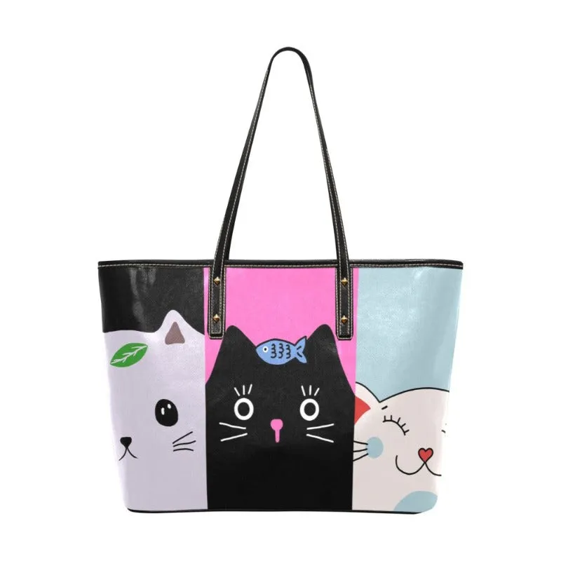 Cat Lover Vegan Leather Tote Bag