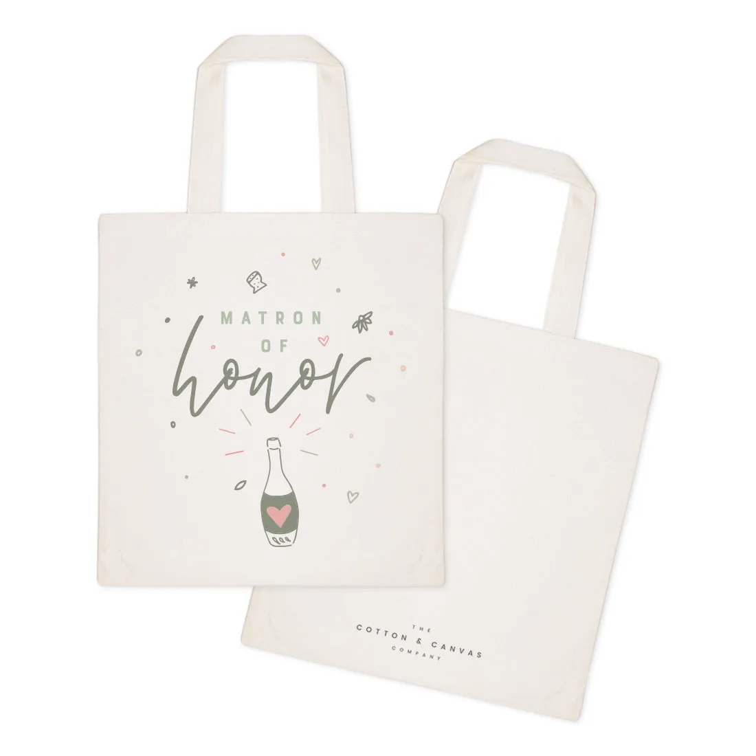 Champagne Celebration Matron of Honor Wedding Cotton Canvas Tote Bag by The Cotton & Canvas Co.