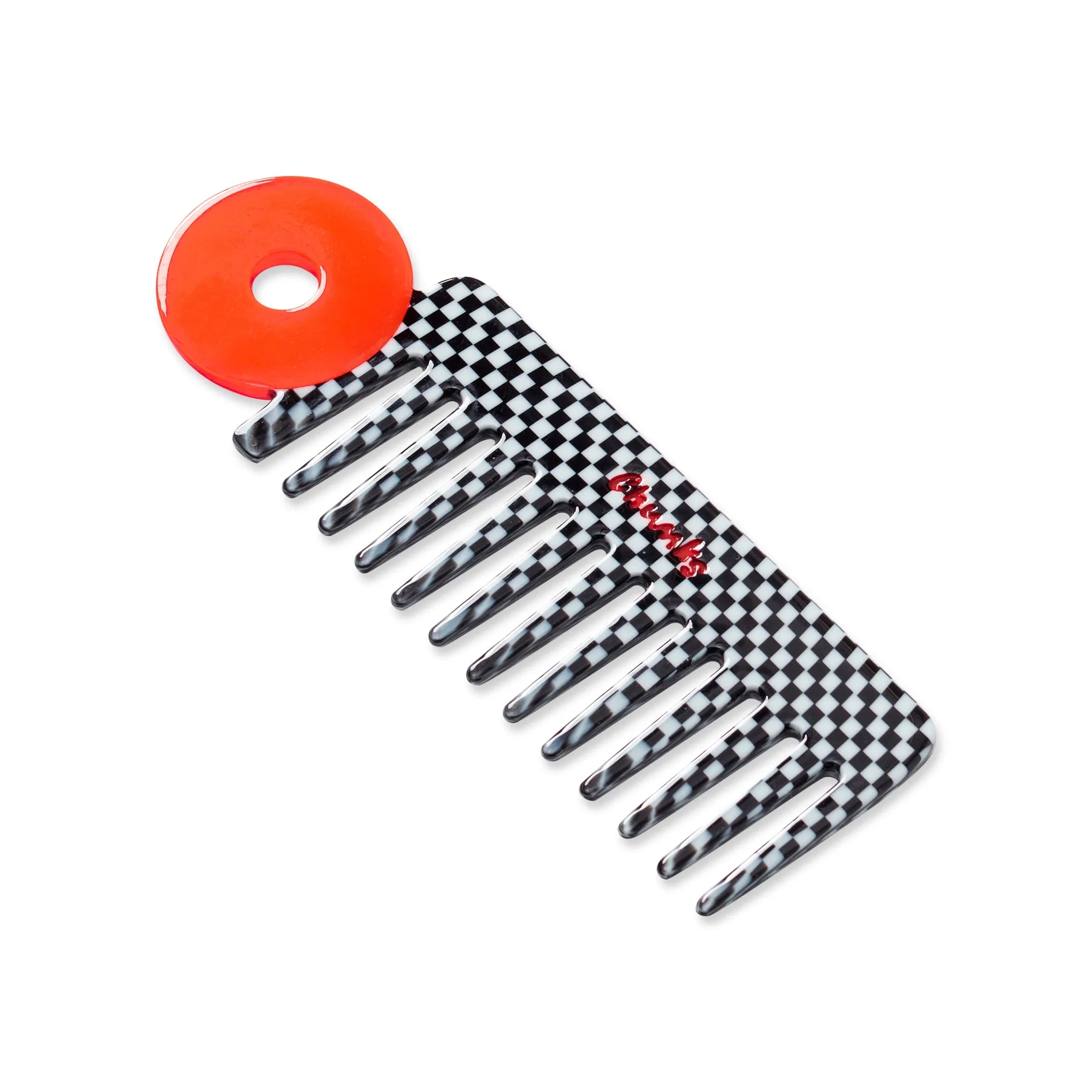 Chunks Wide Tooth Hair Comb - Black/ White/ Red